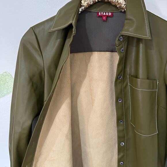 XS STAUD Green Faux Leather Lynn Belted Mini Dress - Picture 6 of 7